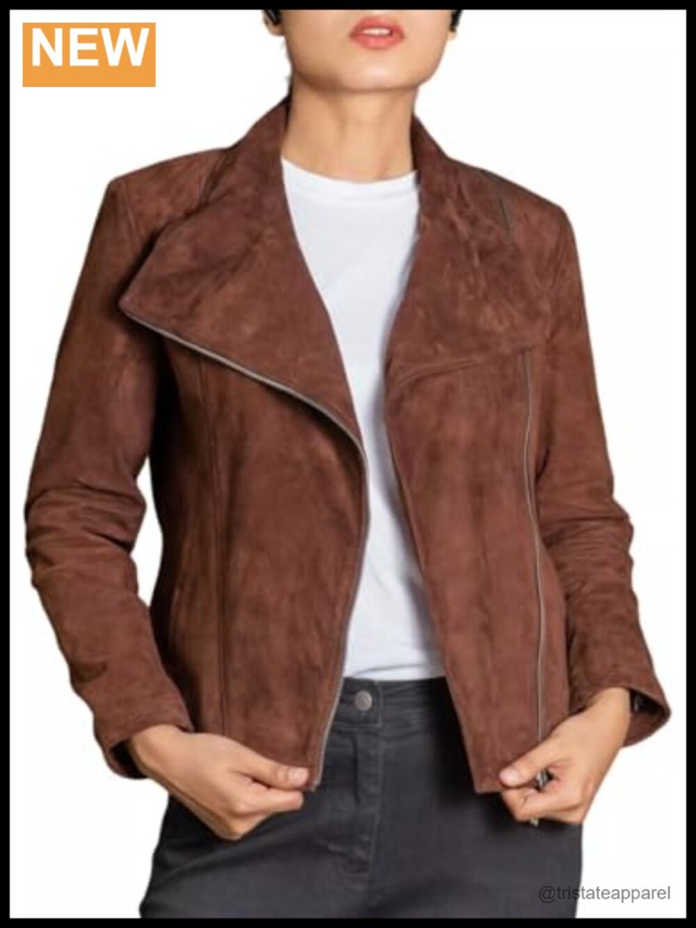 Genuine Suede Leather Western Jacket Vintage Retro Motorcycle Style Long Sleeve